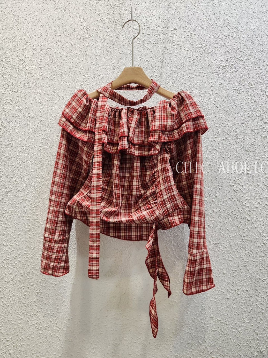 FEB34一直熱賣綁帶格紋衣