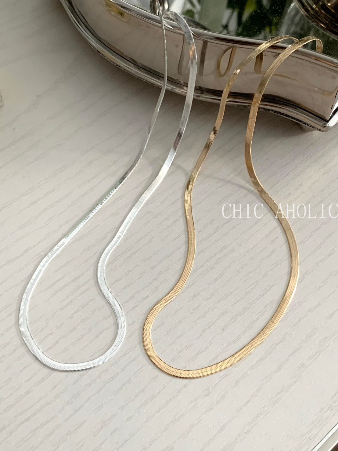 FEB66銀色扁型歐美項鍊