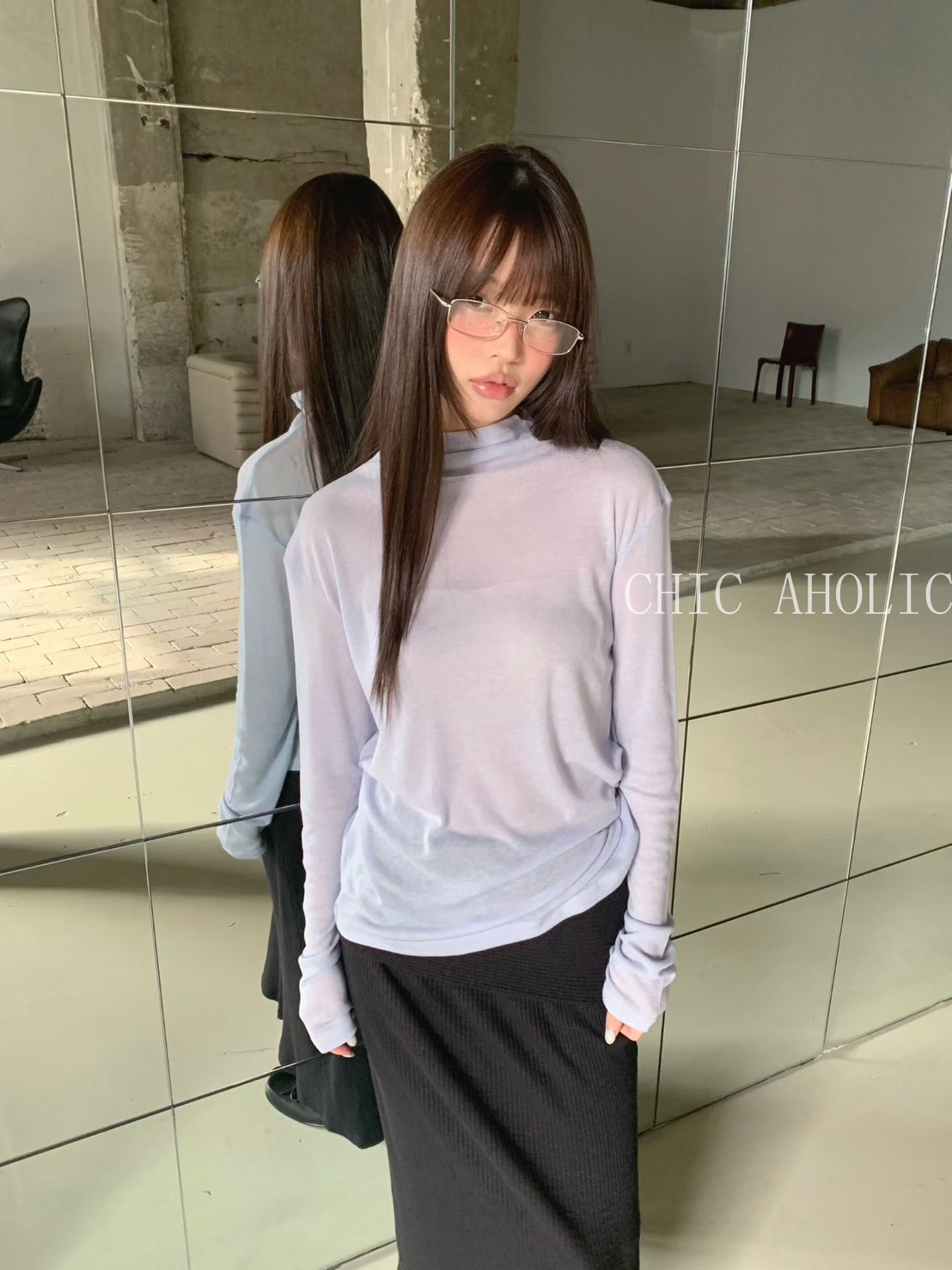 SSR28 脖大片垂墜領打底衣 