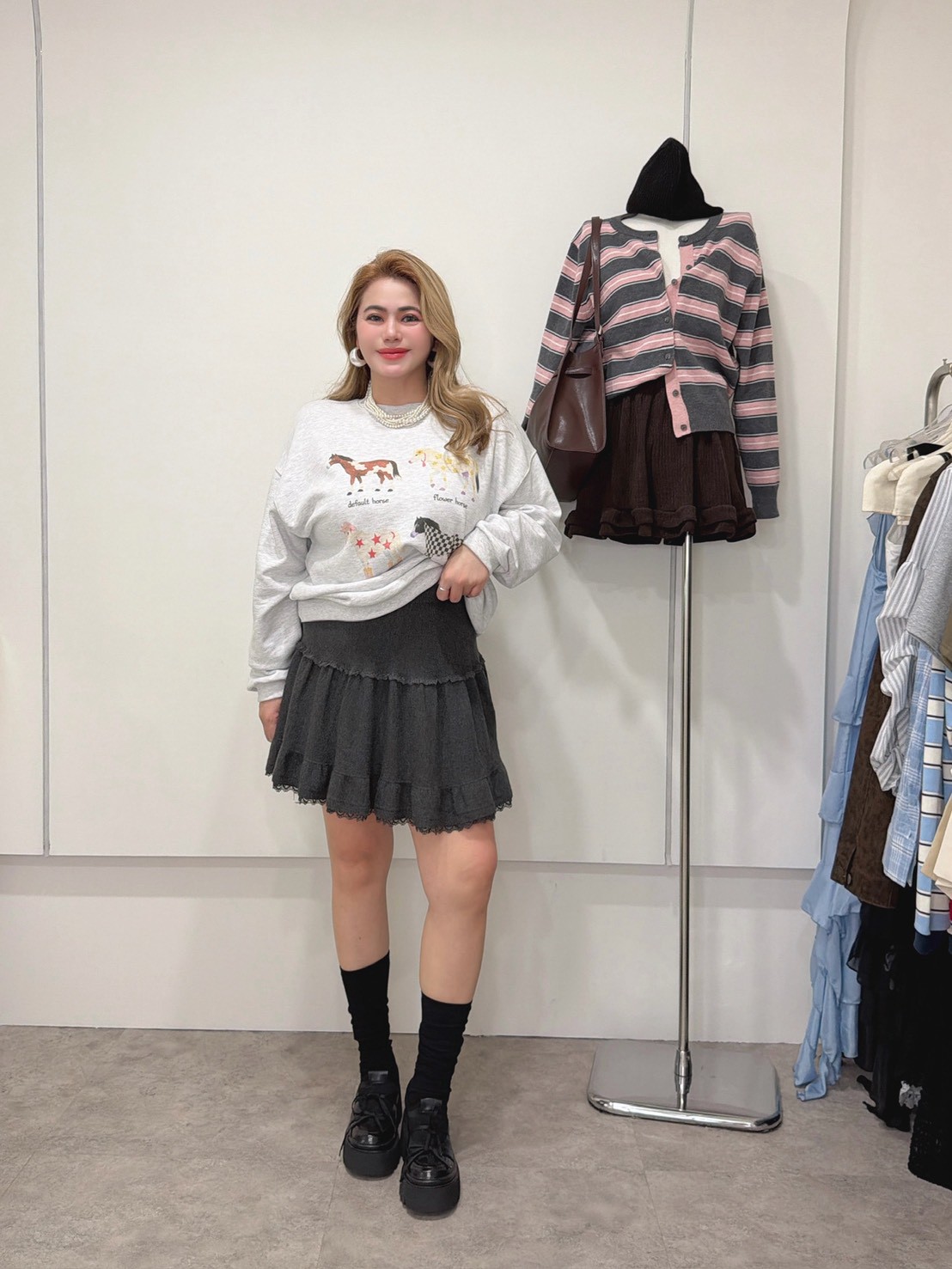 WQ09雙排都有蕾絲針織短裙