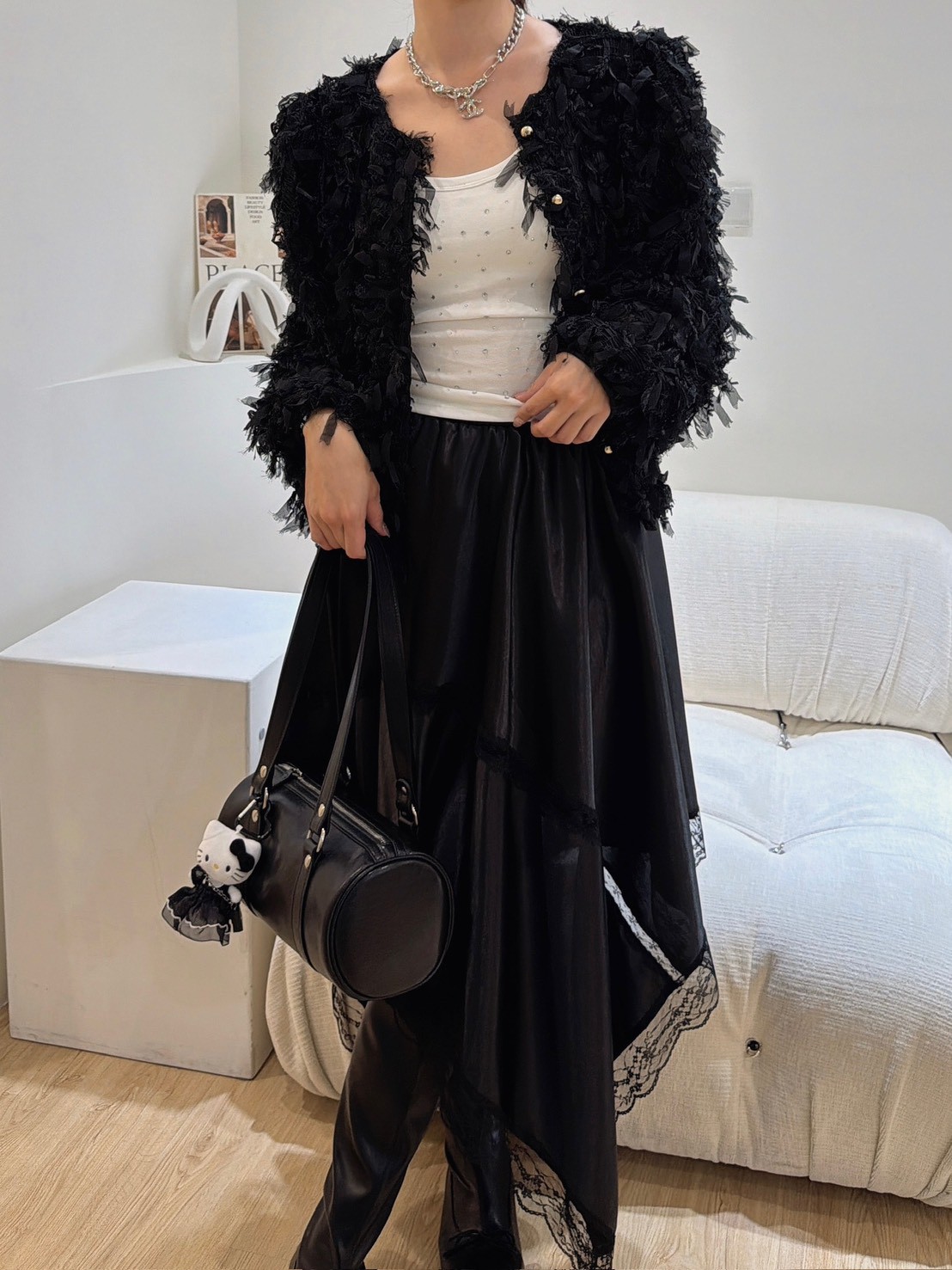 WQ03流蘇長片澎袖外套