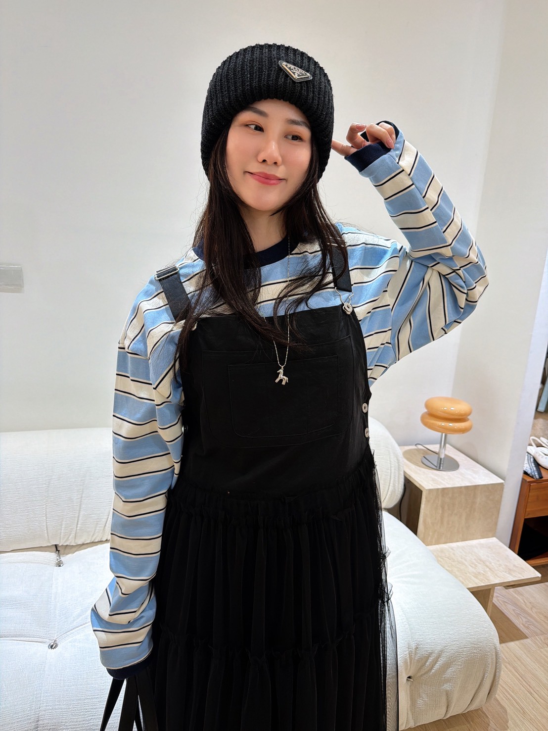 WQ25學院MIU撞色領大學T