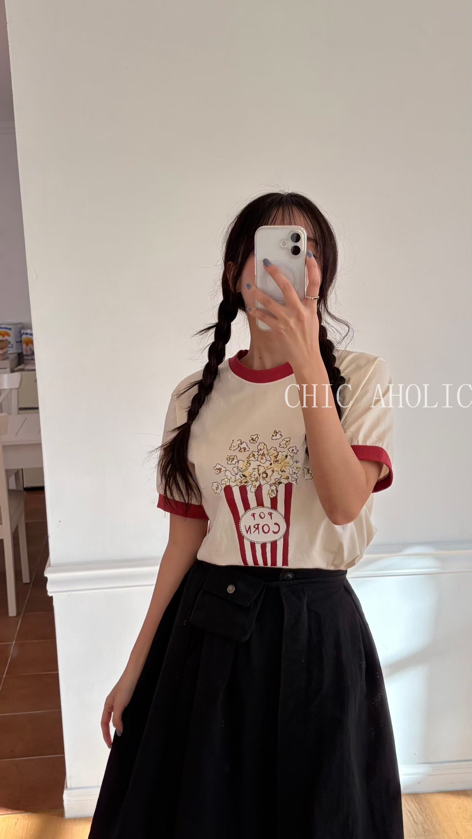 NY36撞色邊爆米花上衣 