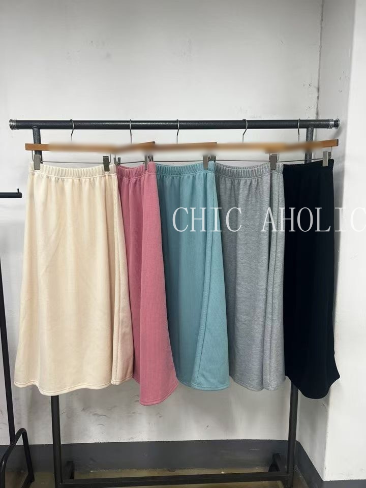 NY07有糖果色坑條紋A字長裙 