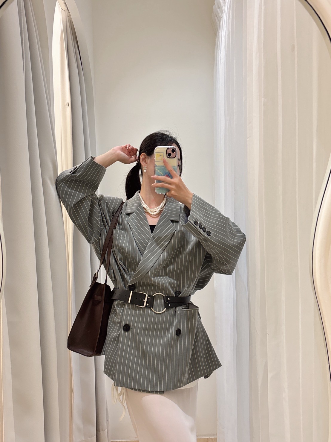 NE05白直條紋2026西裝外套