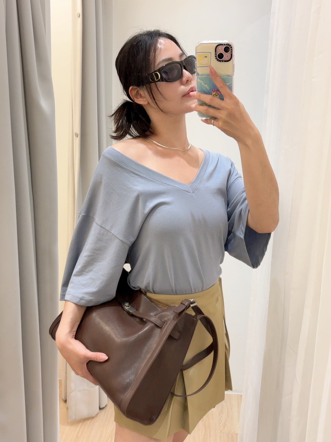 NE28莫代爾棉V領長上衣 