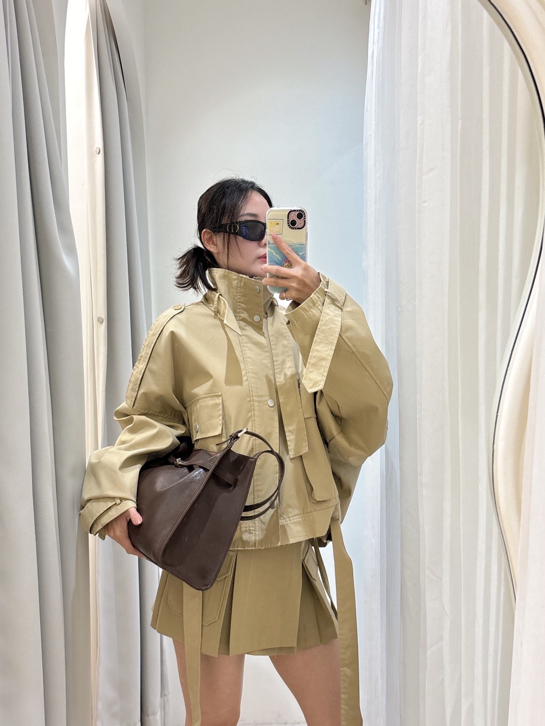 NE29鬆弛感銀釘釦風衣外套