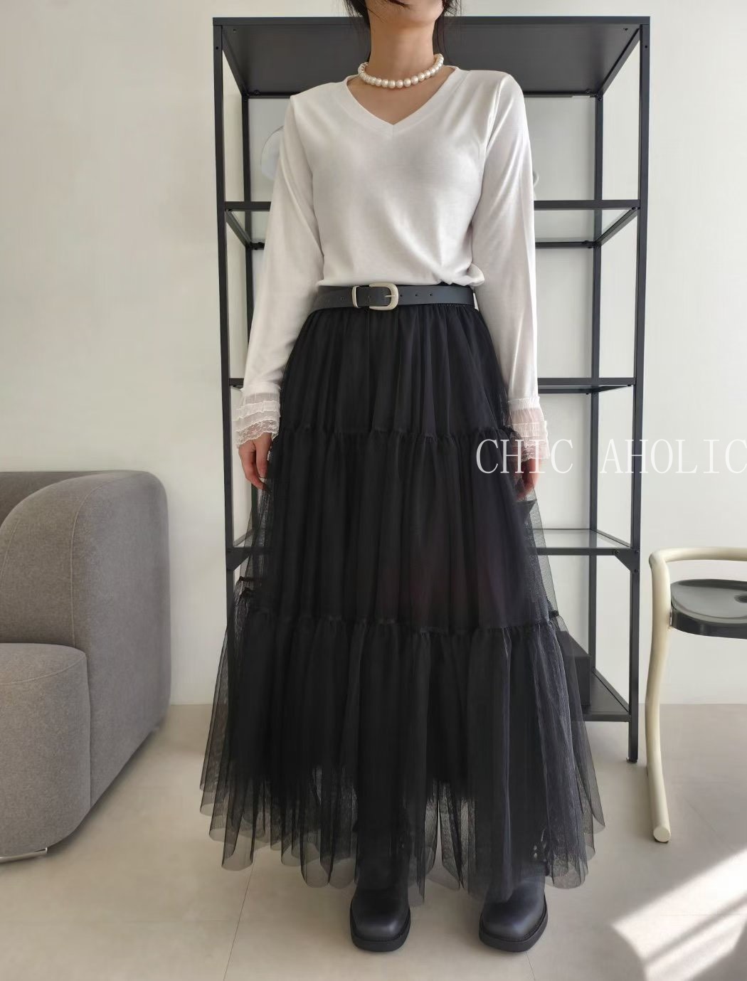 NE44簡單不澎的長紗裙