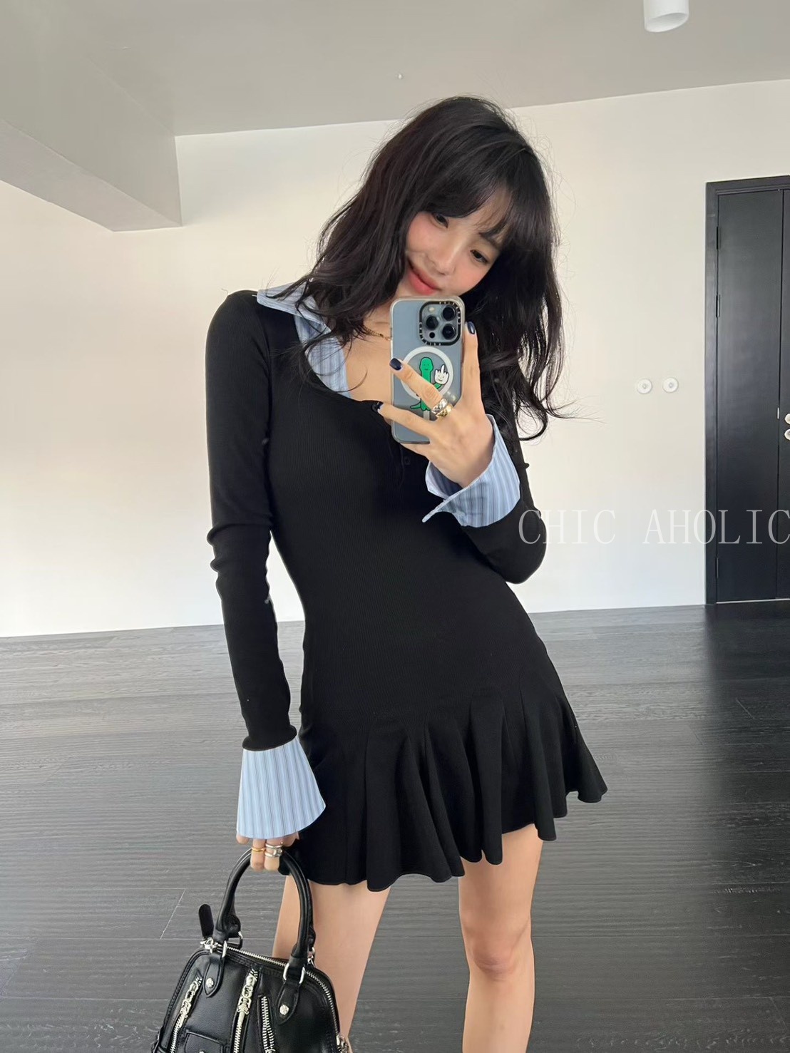 MAR05假兩件襯衫領A4腰洋裝