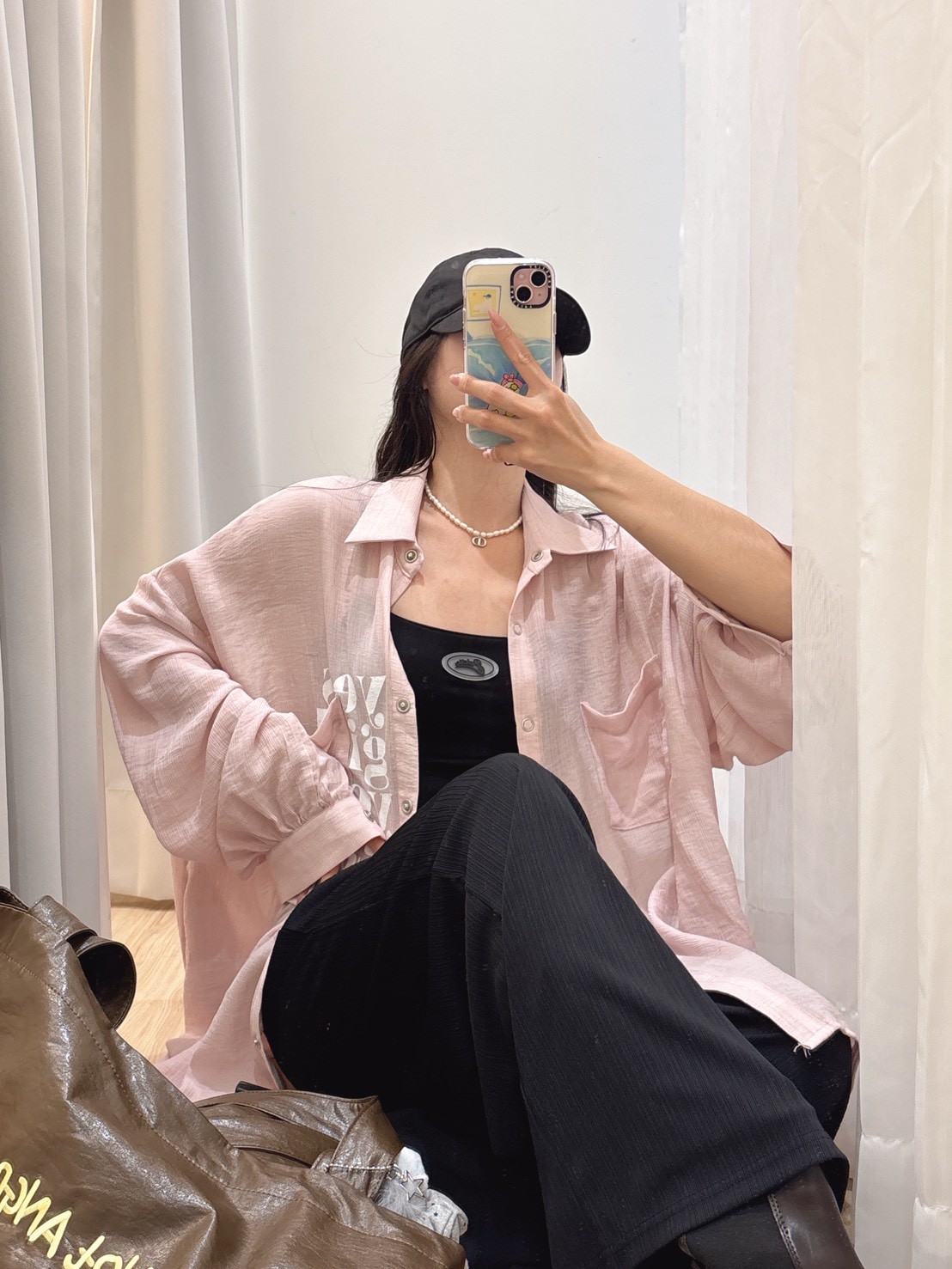 MAR12垂領口袋後愛心襯衫