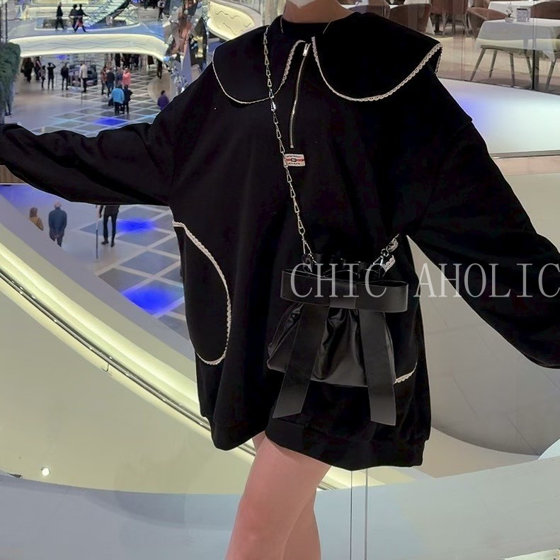 MAR15學院領白花邊洋裝