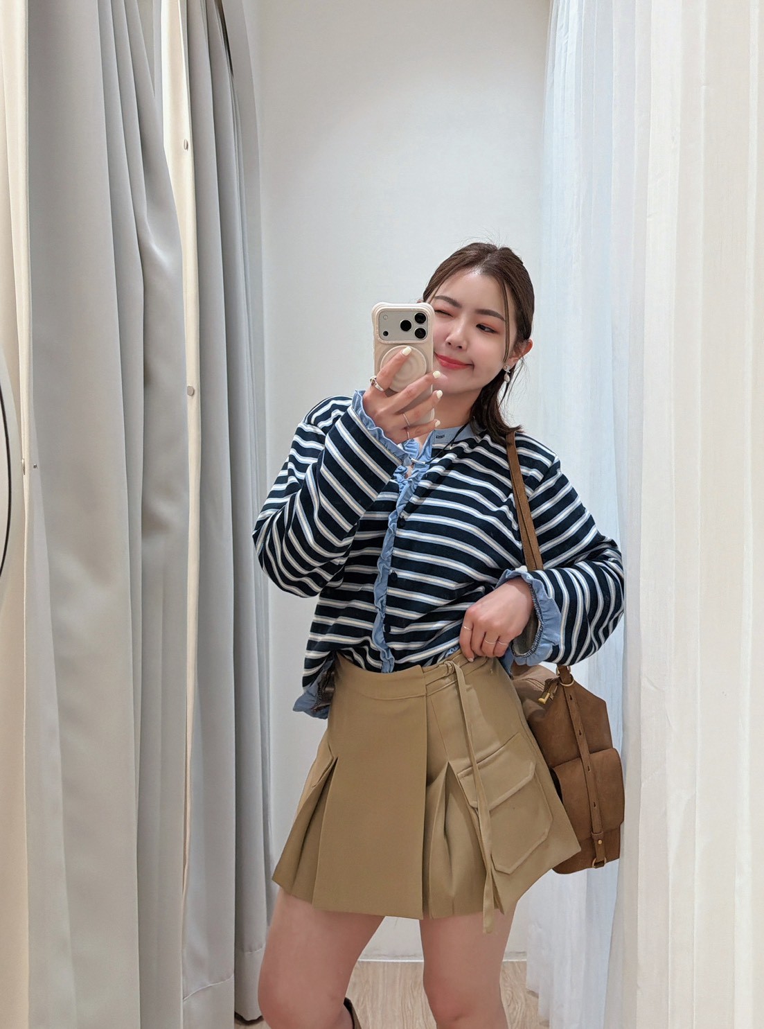 MAR42荷葉邊深藍條外套