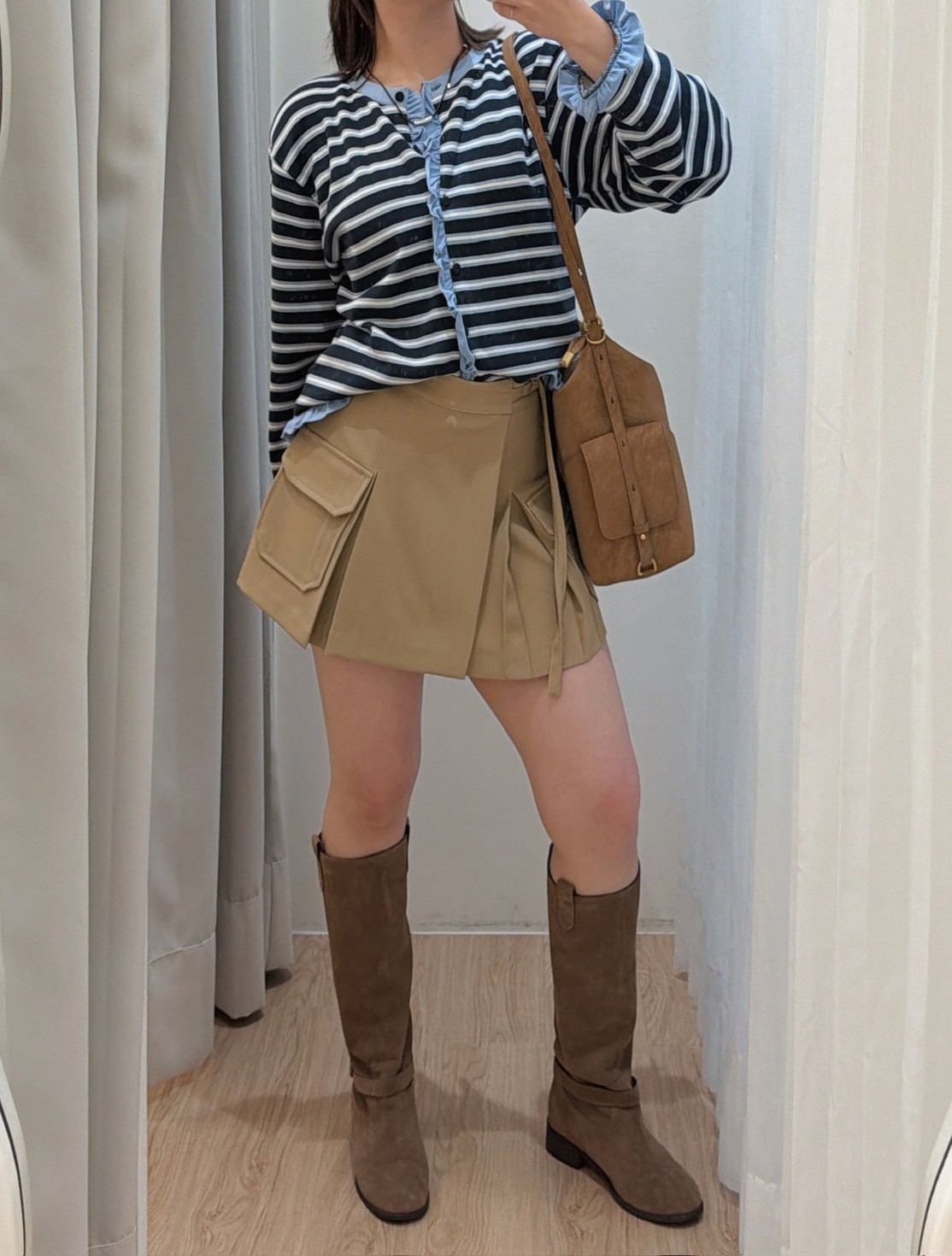 MAR46側銀釦環工裝短裙