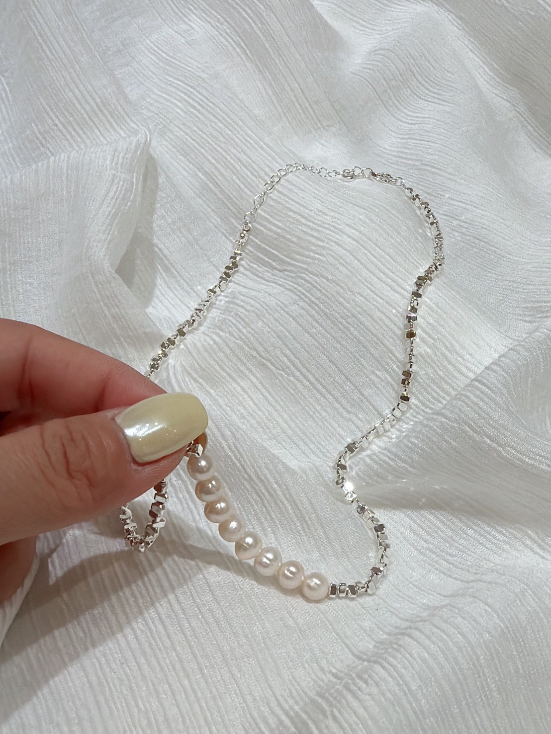 WR21方塊珍珠鑽項鍊