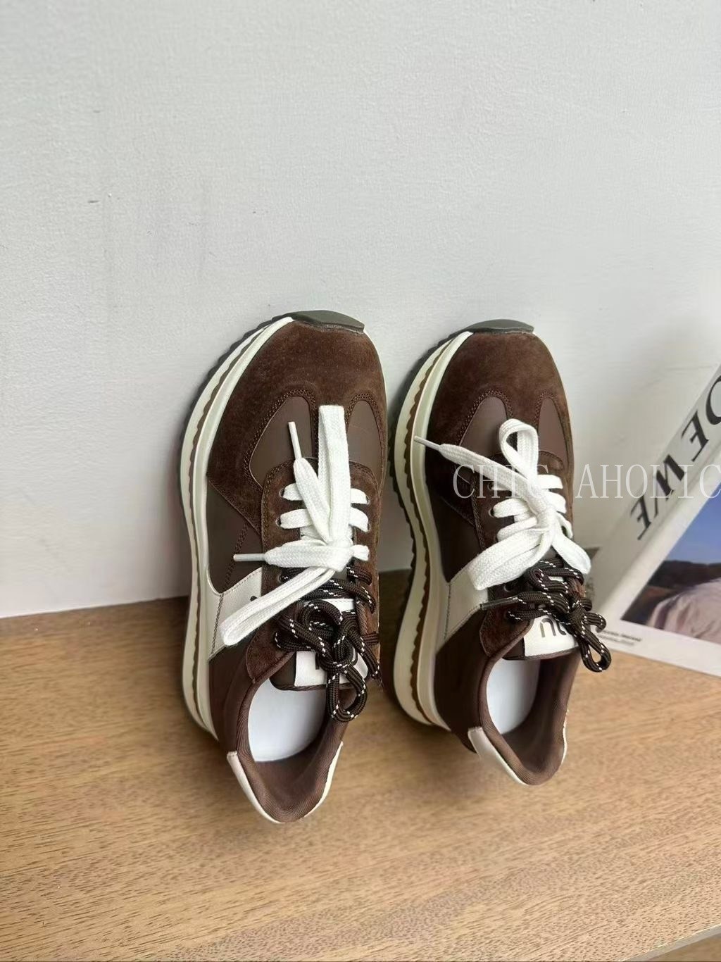 MAR57真皮拼接美拉德厚底老爹鞋