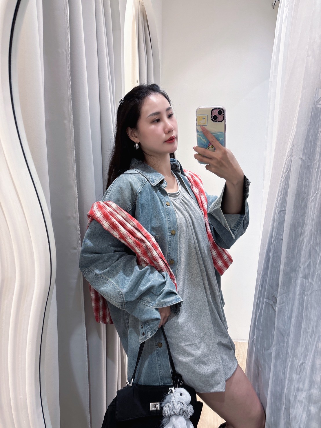 MEE03有刷黃白牛仔襯衫