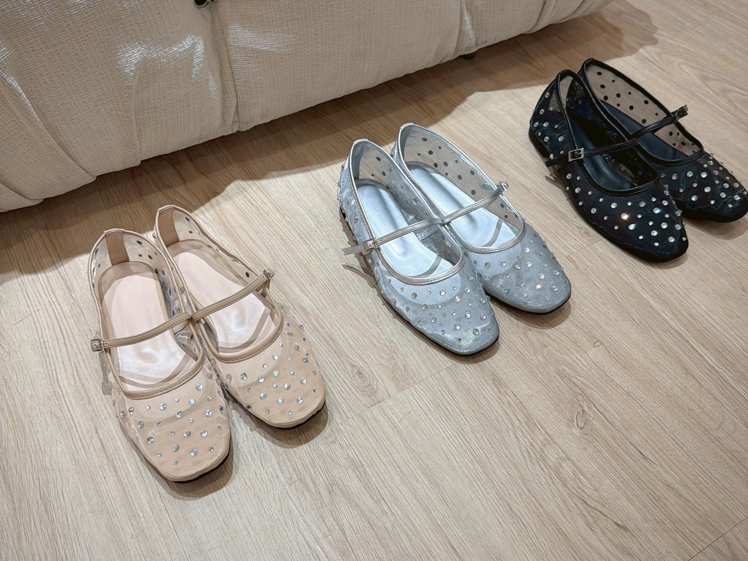 MEE08水鑽網紗瑪莉珍鞋