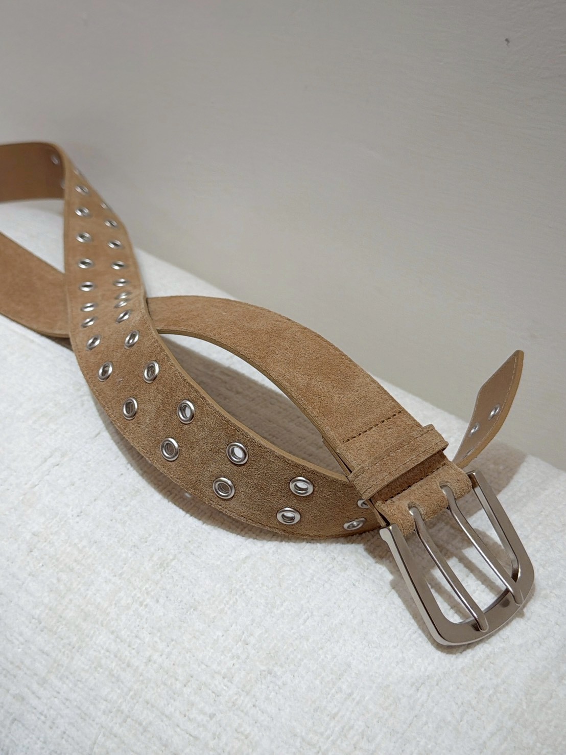 MEE55雙洞麂皮真皮帥皮帶