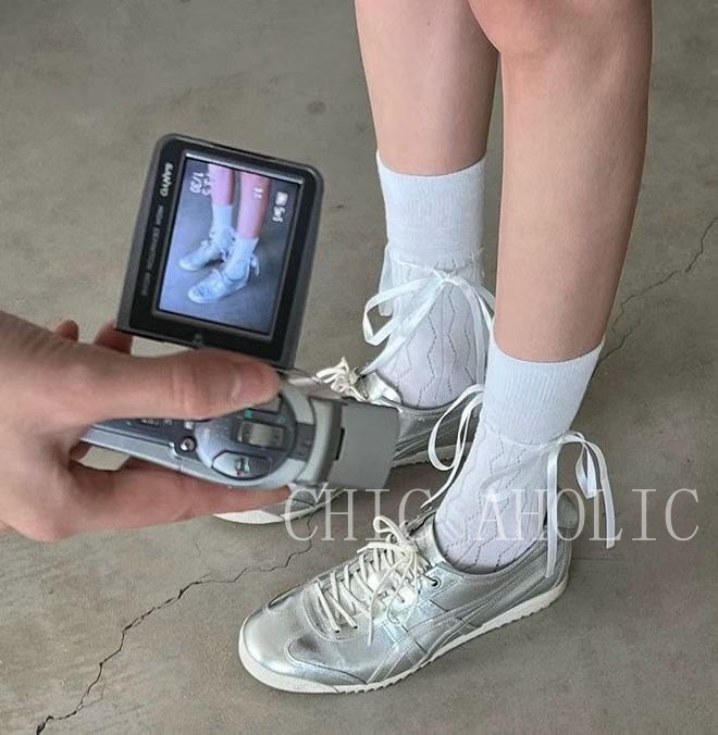 MEE61幾何紋緞帶長襪