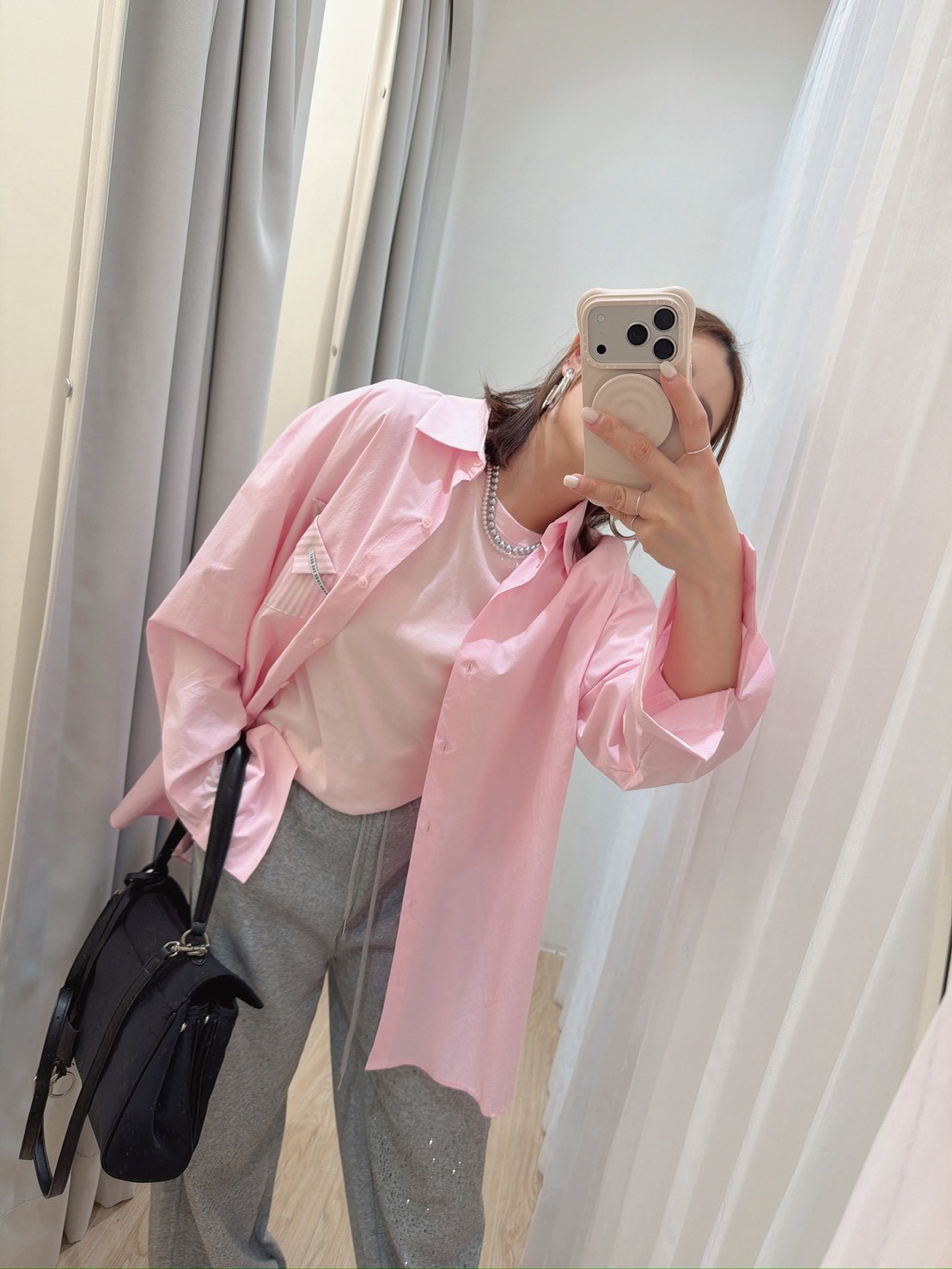 WR07口袋反折直條紋襯衫