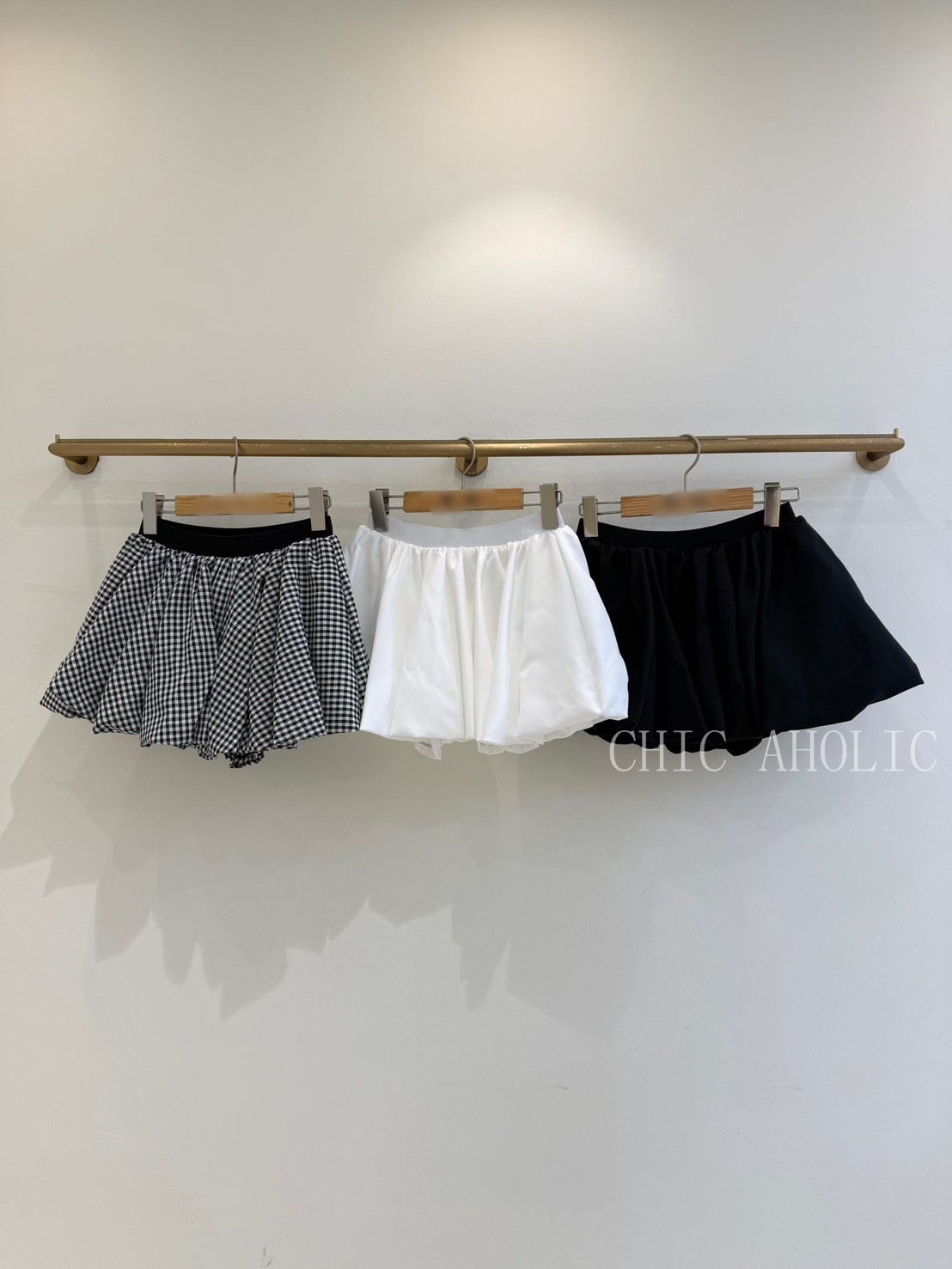 WR15黑白格沙沙褲裙