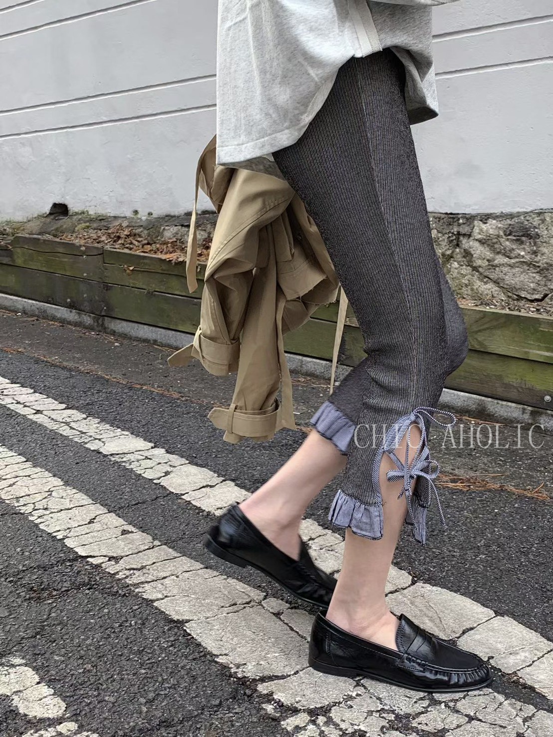 WR18法式小姐荷葉綁帶8分褲