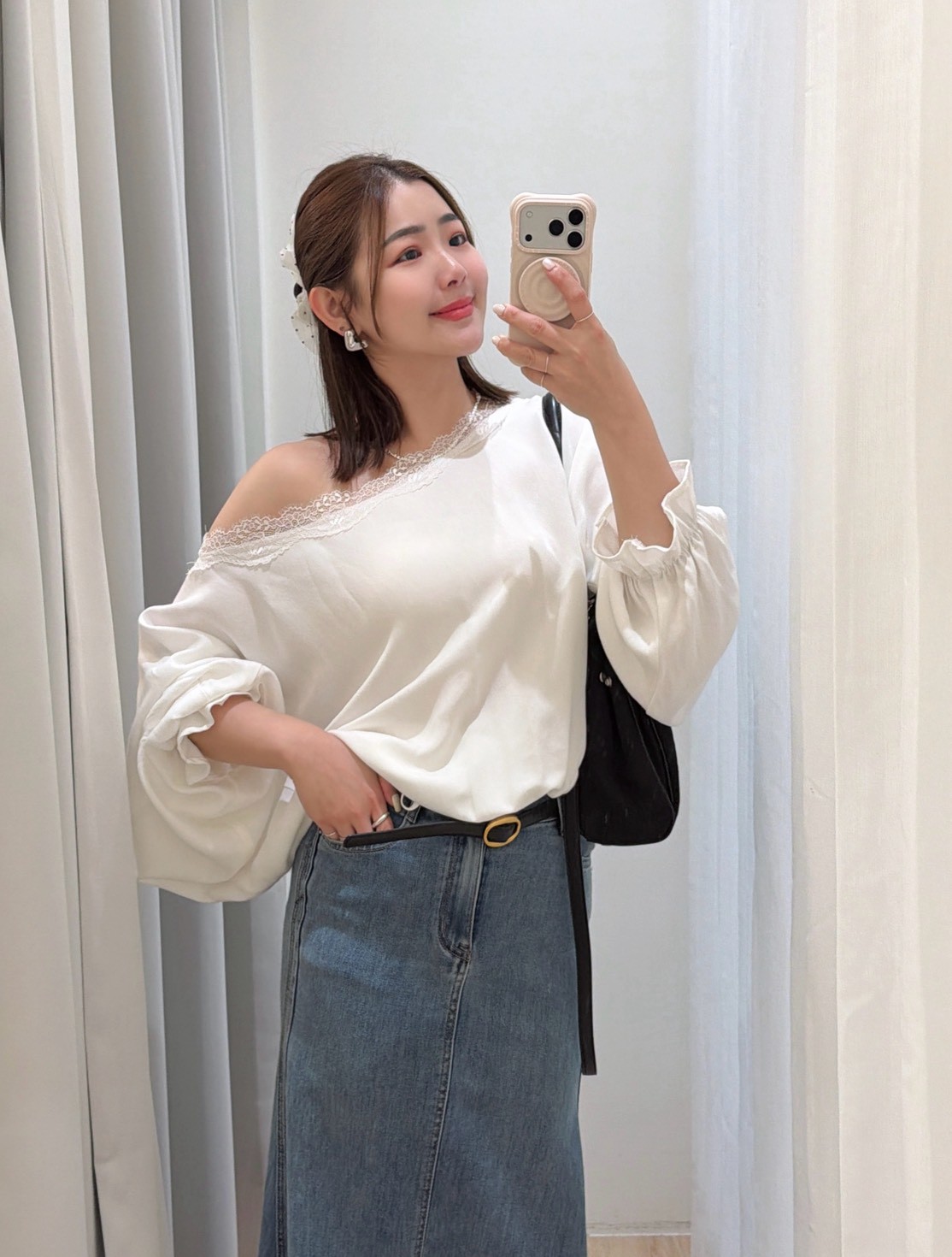 WR25手工拼蕾絲領下綁帶衣