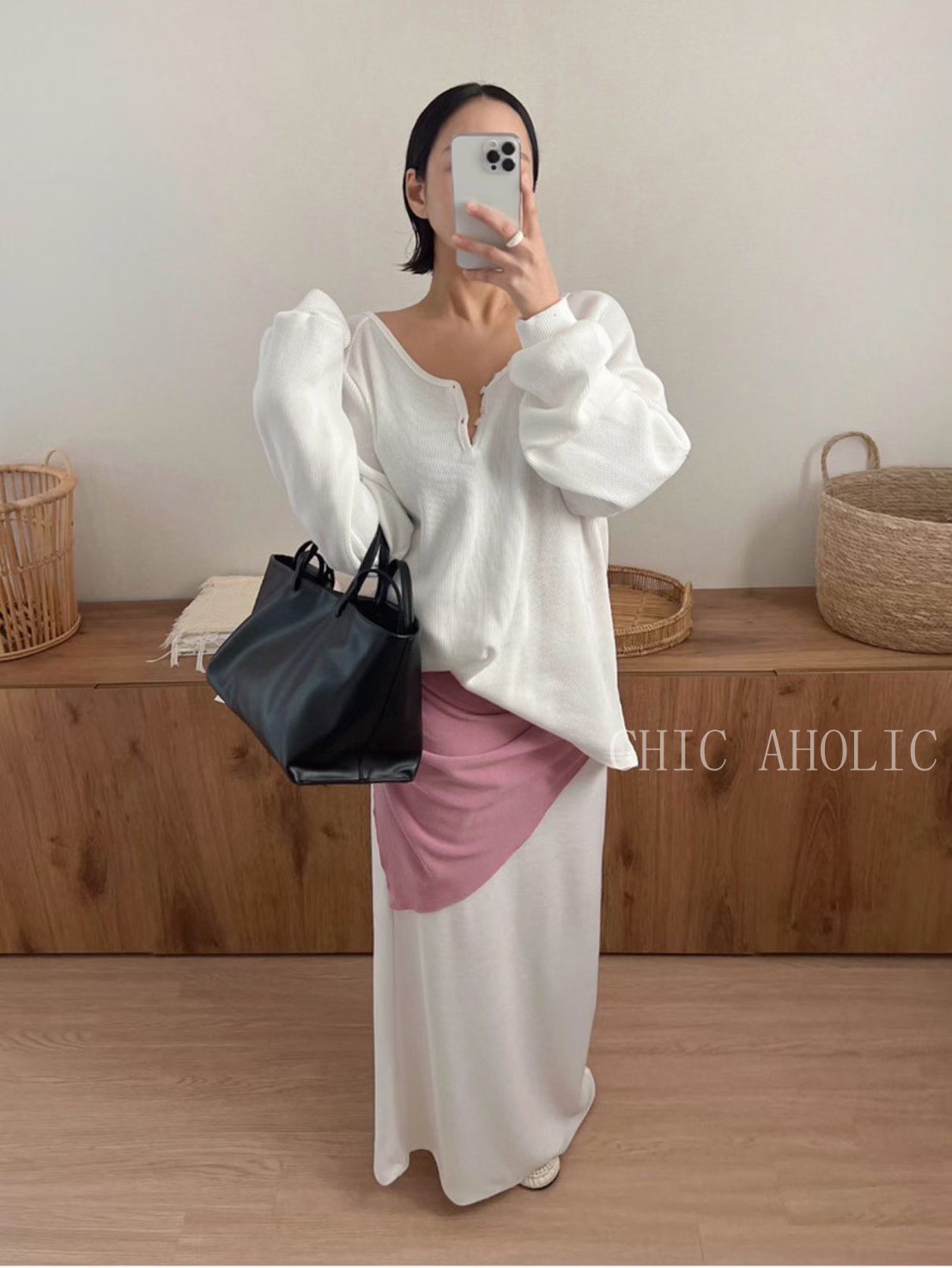 KQ18鬆餅格六釦V領上衣