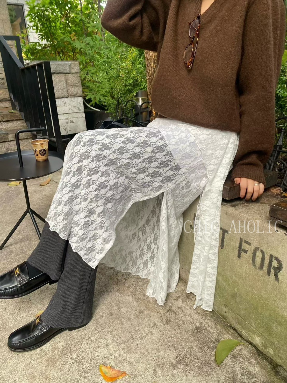 KQ23全蕾絲弧度垂墜長裙