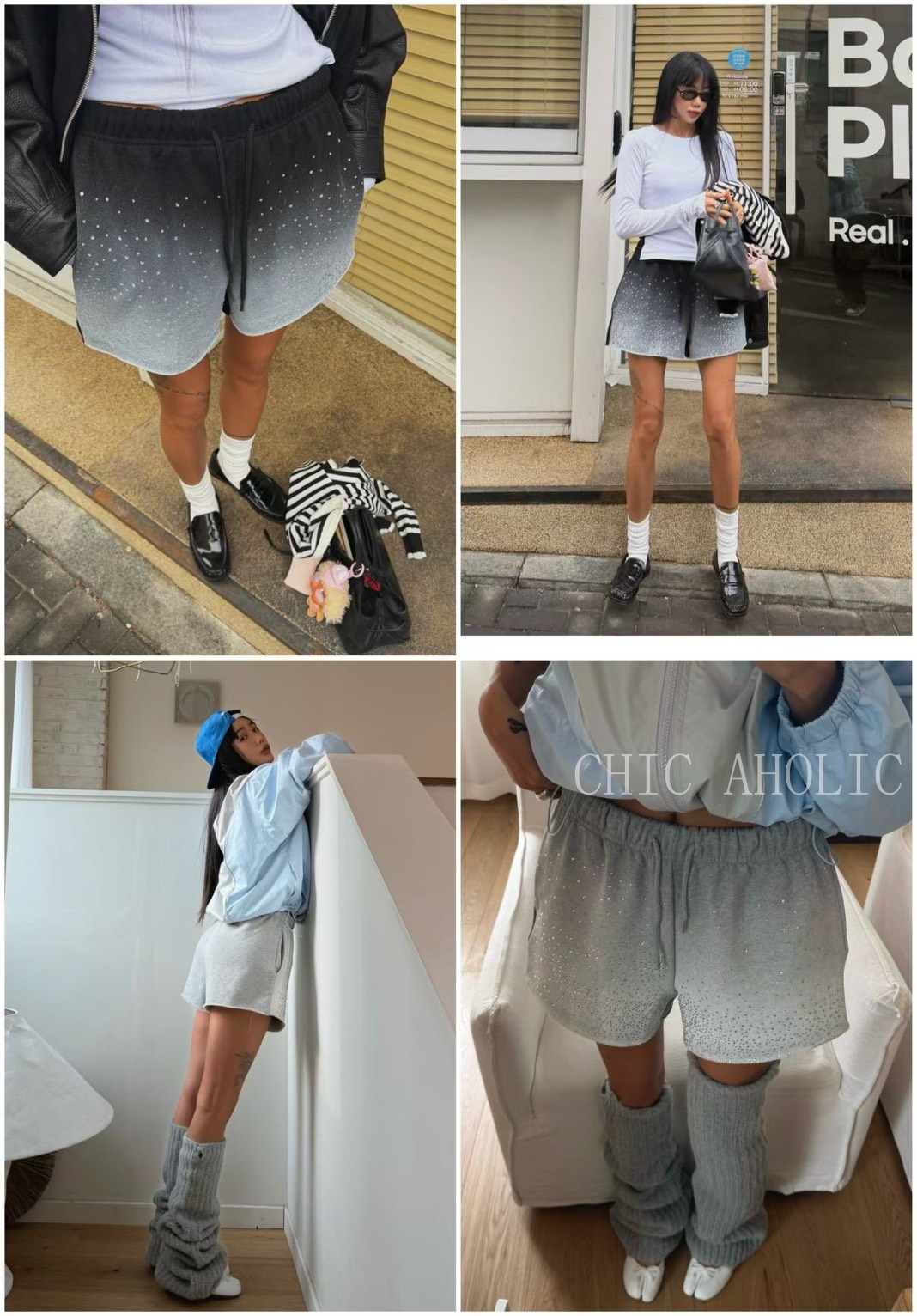 KQ31水鑽漸層色短褲