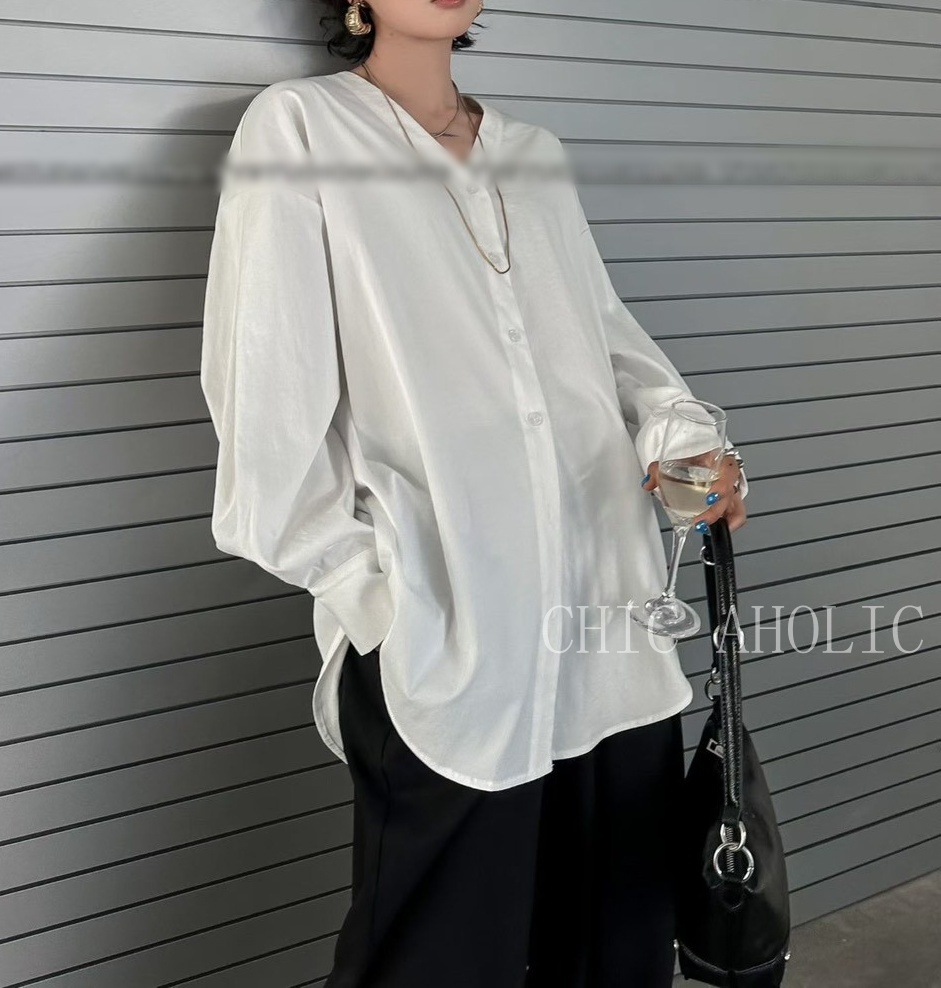 KQ51開襟式的V領7釦襯衫