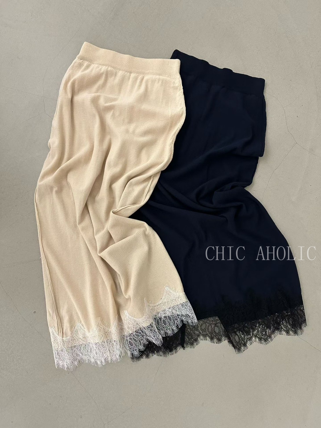 KQ62下拼蕾絲冰涼針織裙