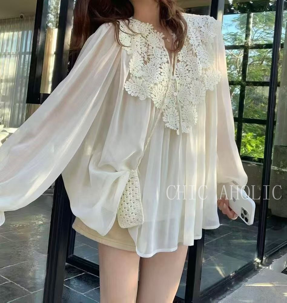 超立體提花仙氣雪紡上衣