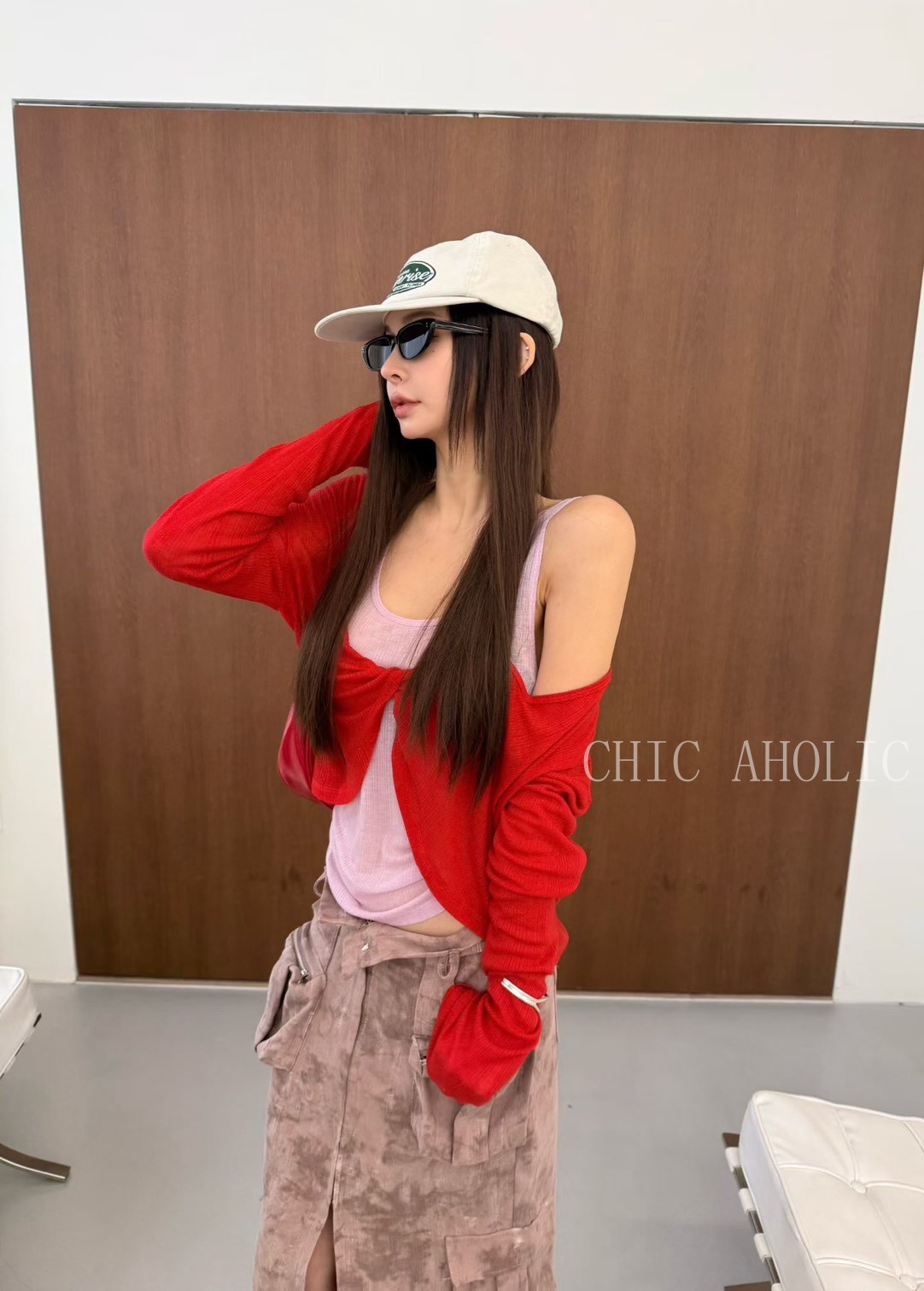 扭結V領前後可穿上衣