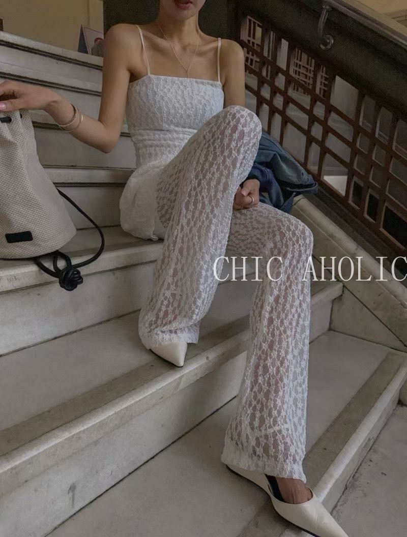 HE06小腿透肌蕾絲長褲