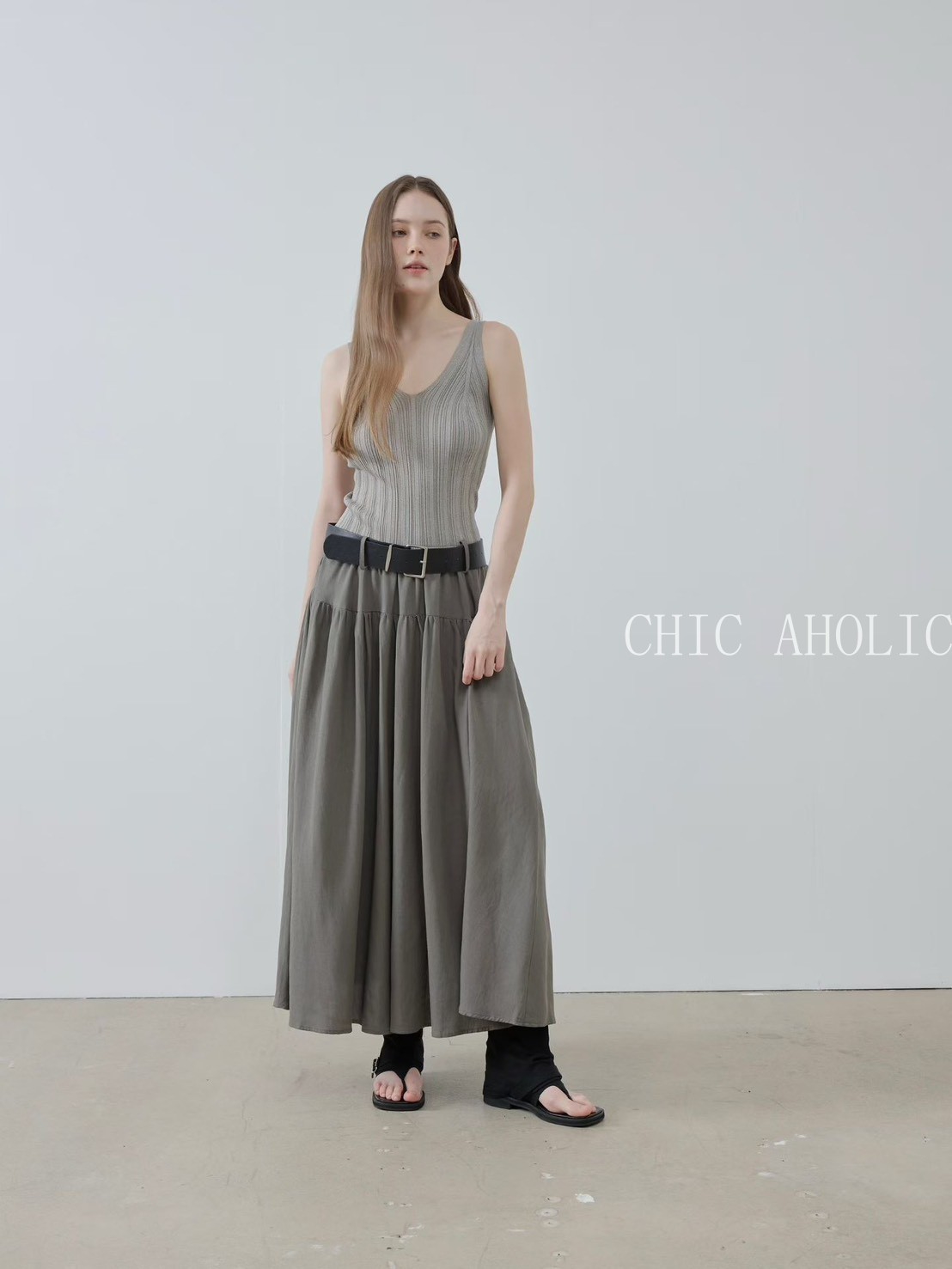 HE49附皮帶長洋裝