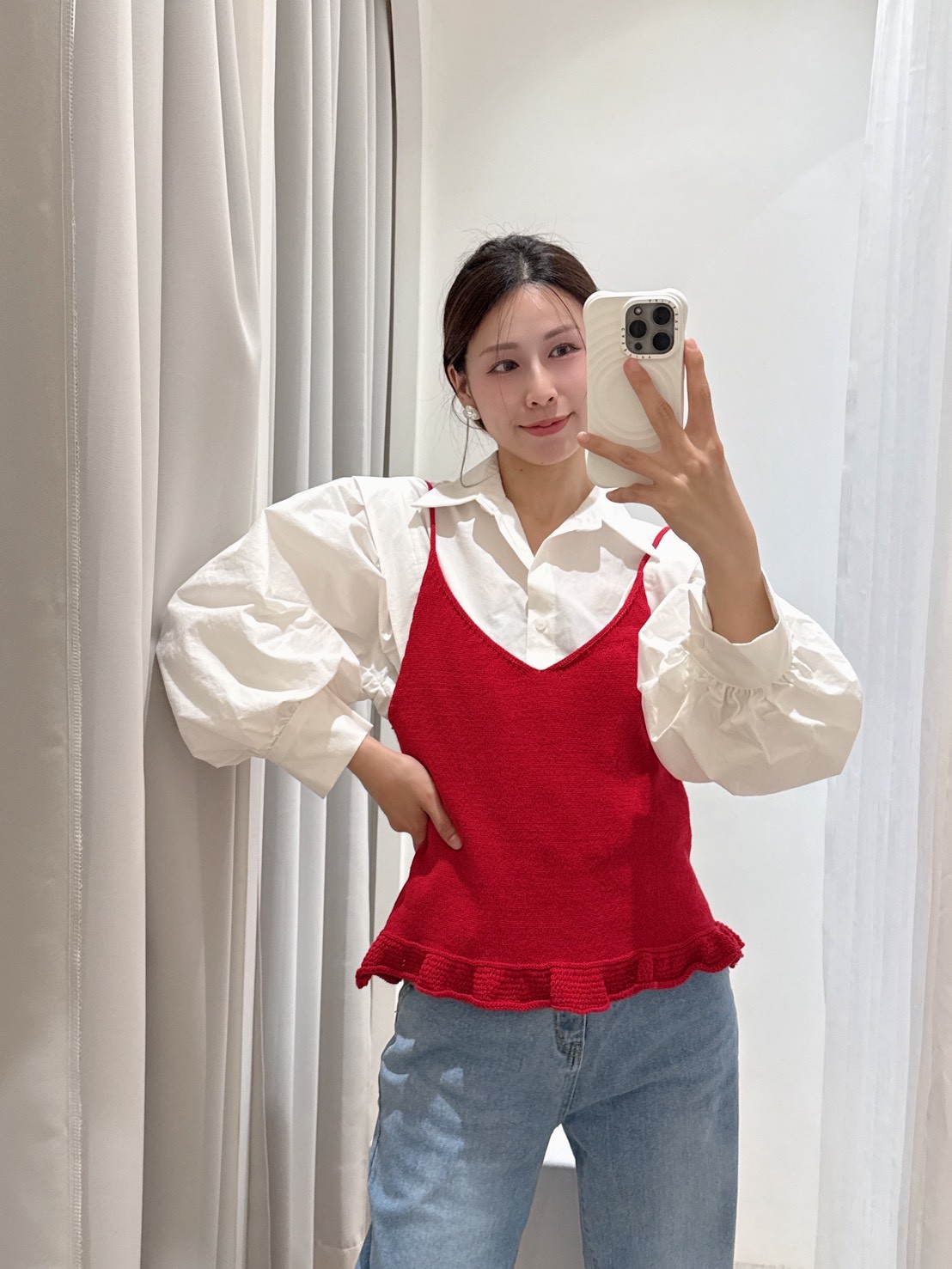  HE53三條紋針織荷葉背心