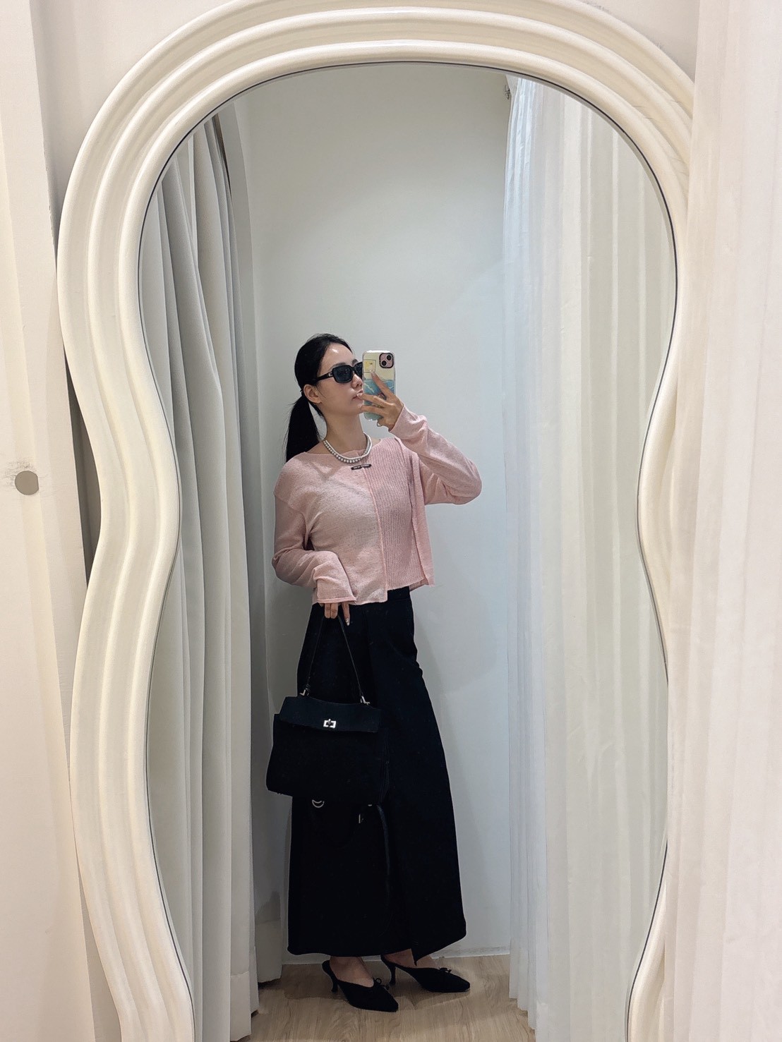 HE57單邊釦環緞面長裙