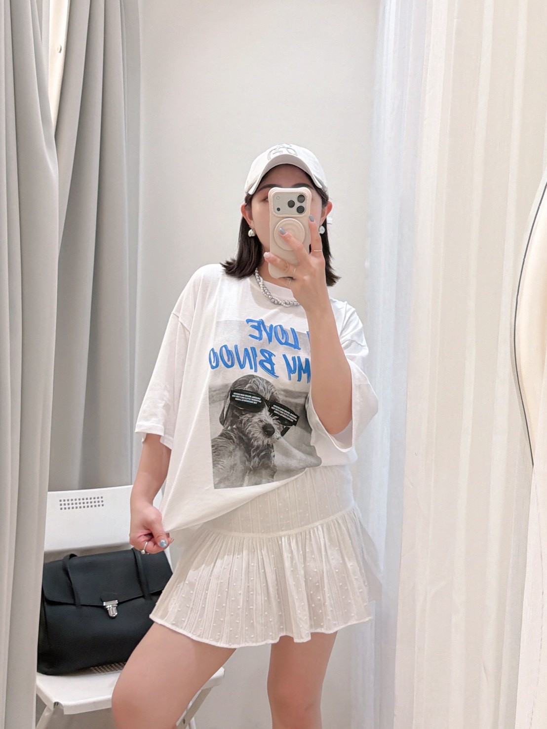 JK75墨鏡咖逼藍字母上衣