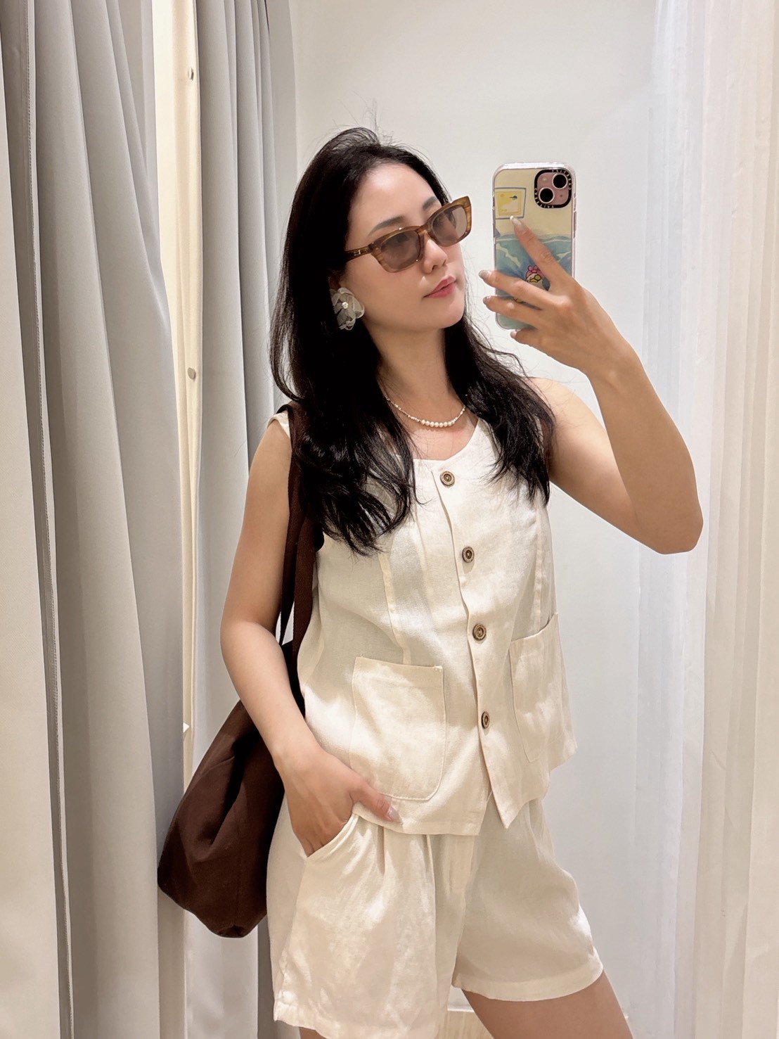 MY01麻料威尼斯渡假短褲套裝