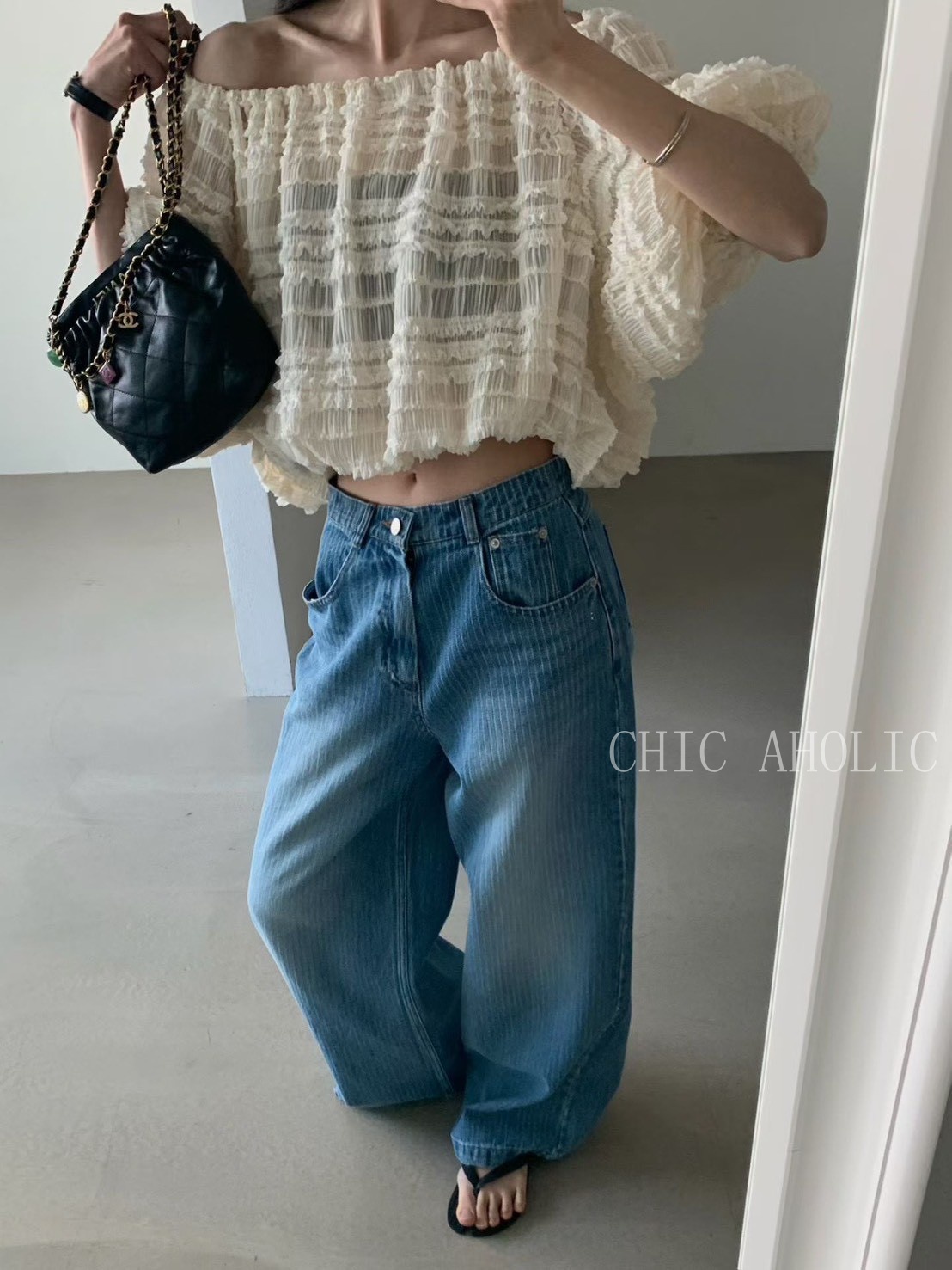 MY11美到像一朵花一字領衣 