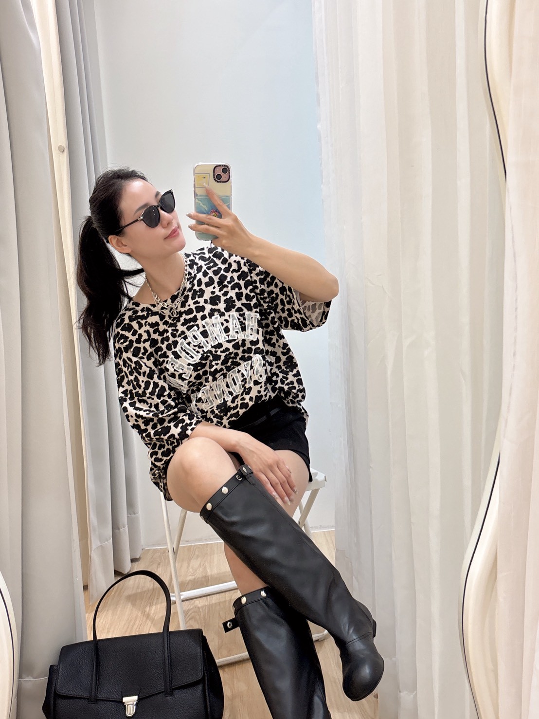 MY14字母豹紋底寬上衣