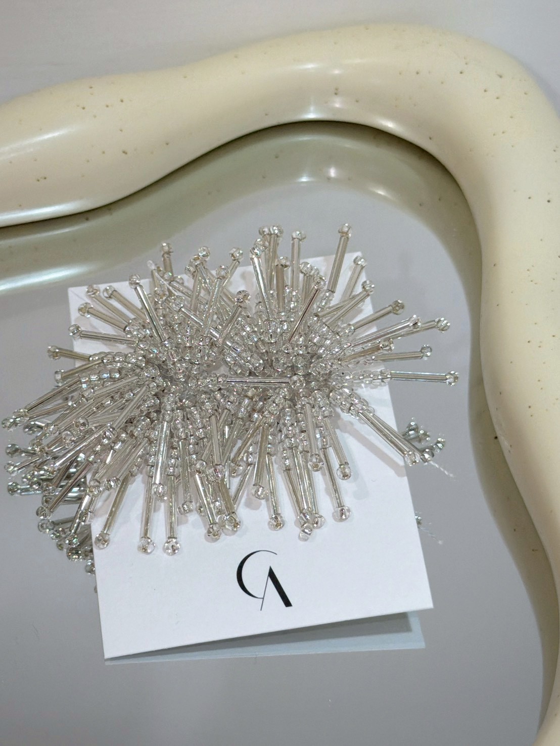 MY61銀珠珠串煙火放很大耳環 