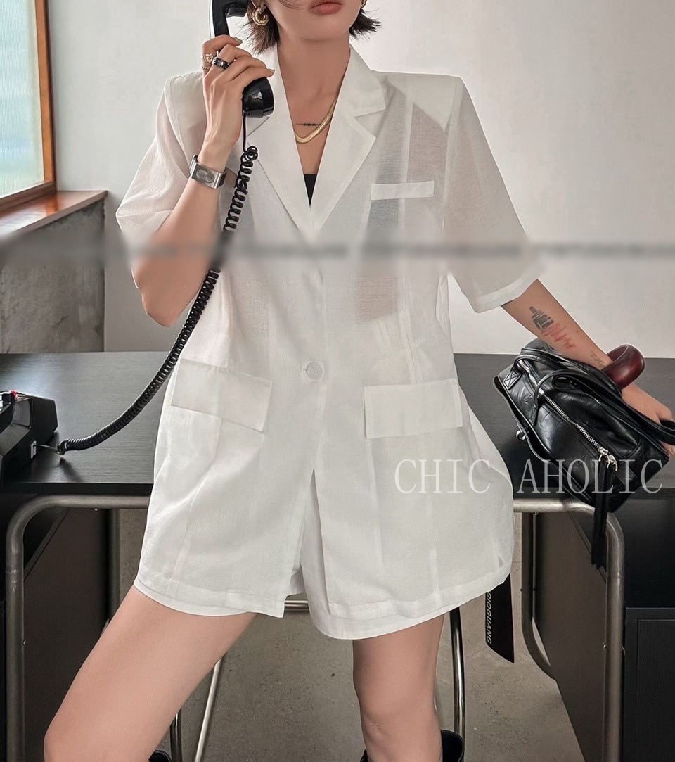 MY62短袖透肌涼感西裝外套