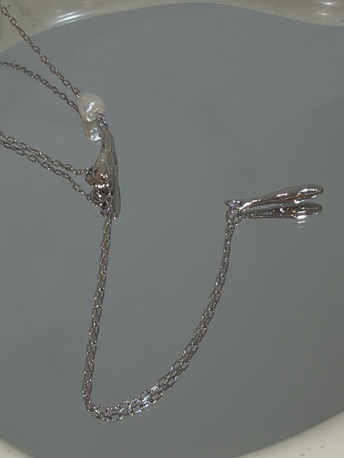 MY69鋯石銀長條垂墜項鍊