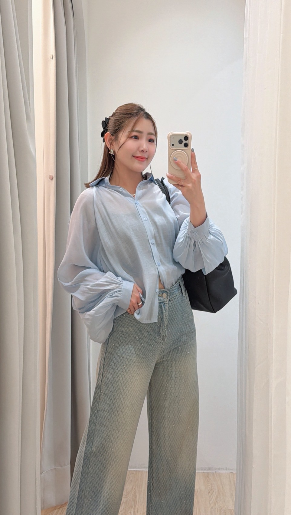 袖子雪紡披肩感襯衫