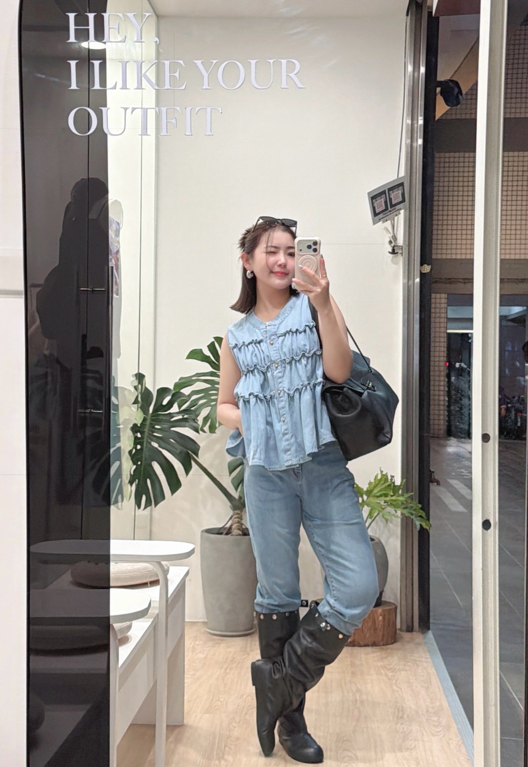 莉寶同款牛仔傘上衣