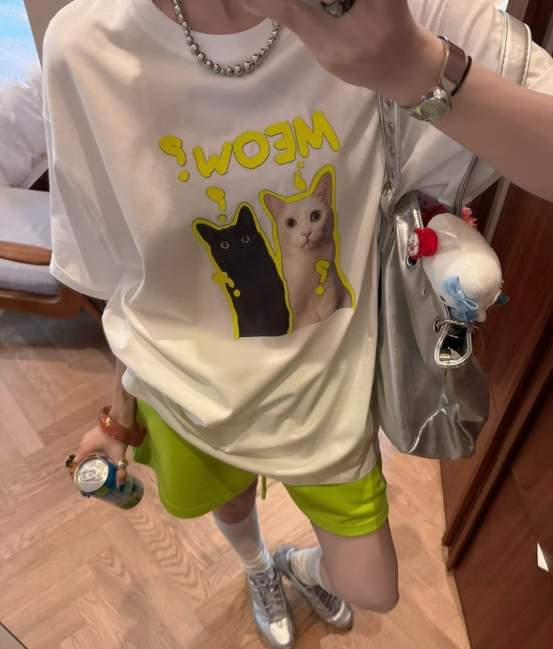 黃線框Meow貓上衣-