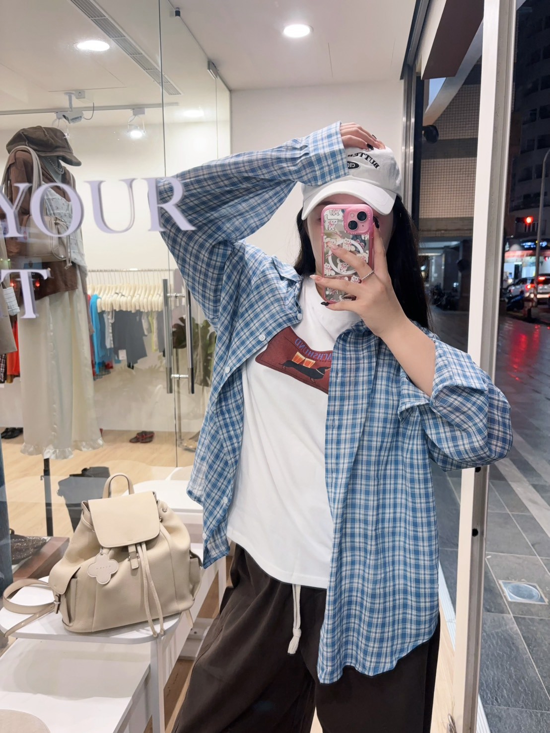 HW08藍色主線條格子襯衫