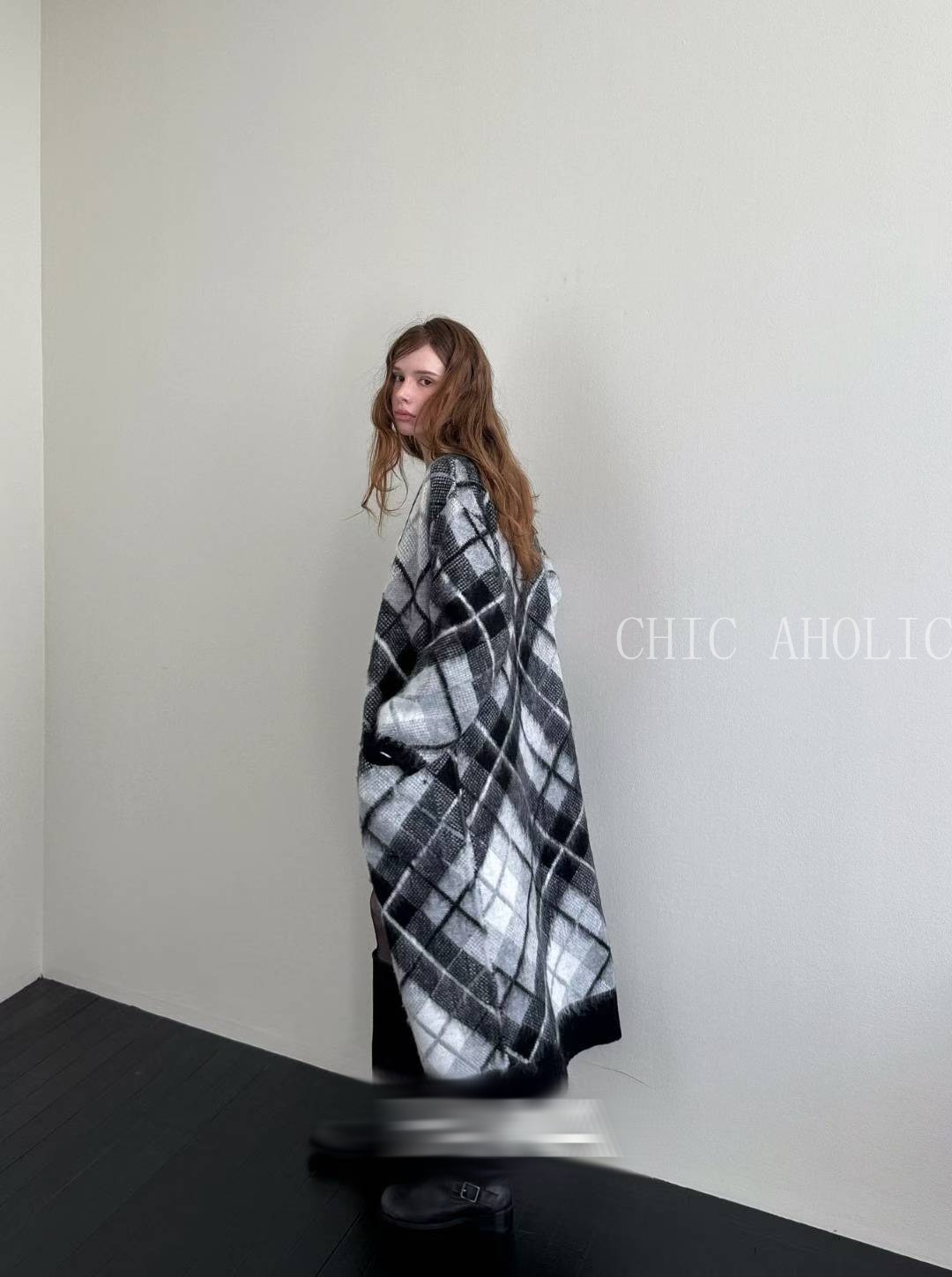 菱格紋針織開襟外套